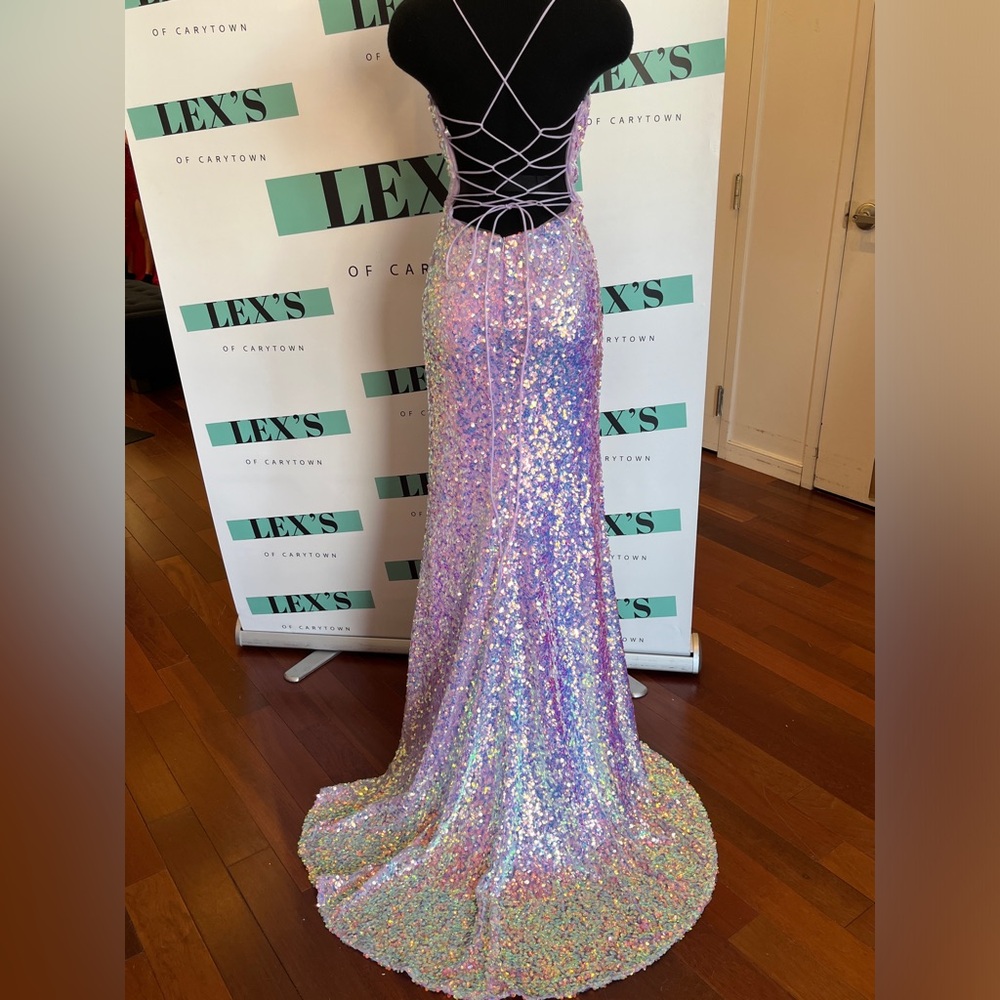 Jovani Iridescent Sequin Gown in Lilac - Picture 3 of 7